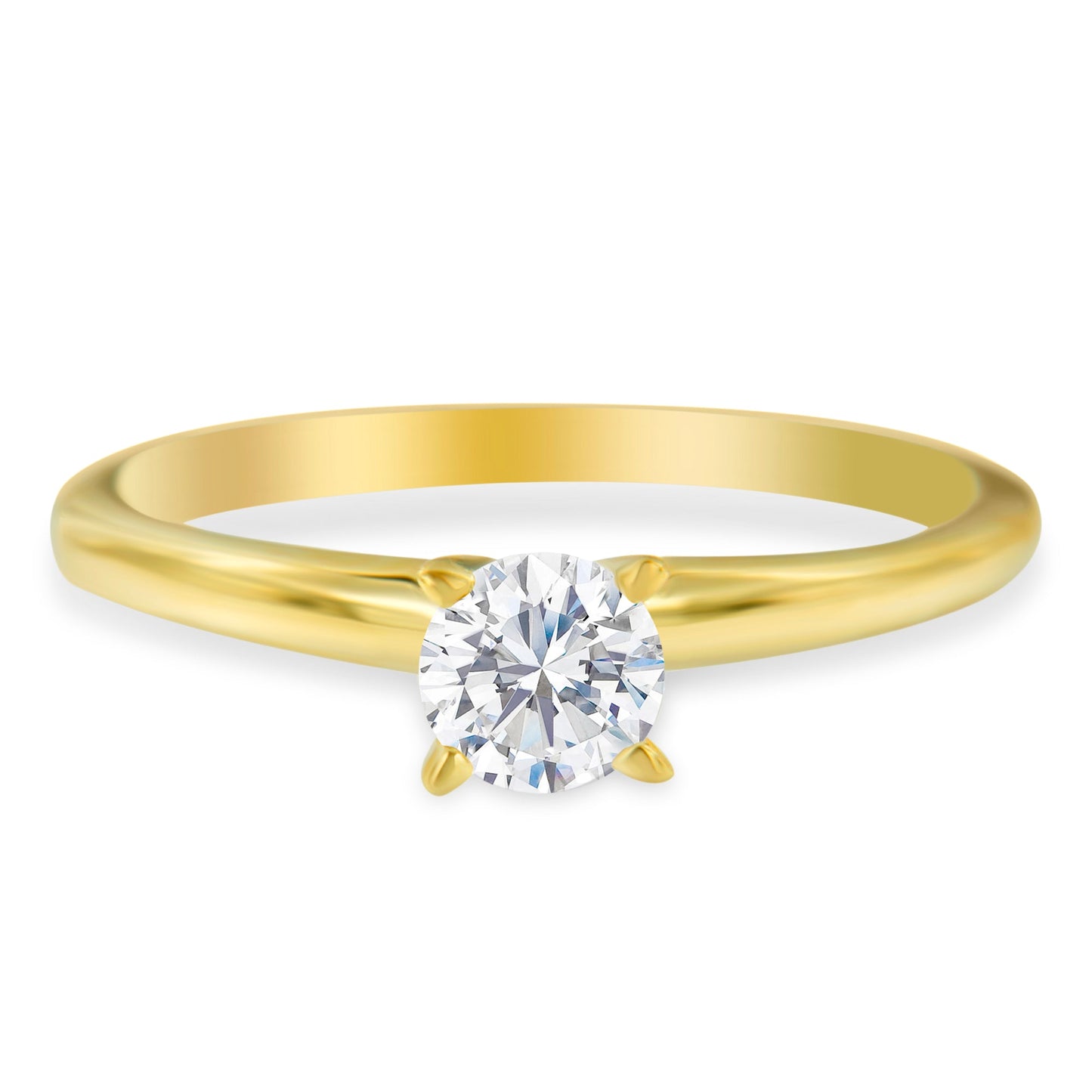Gia Certified 14K Yellow Gold 1/2 Cttw Diamond Solitaire Engagement Ring (H Color, Si1 Clarity) - Size 8