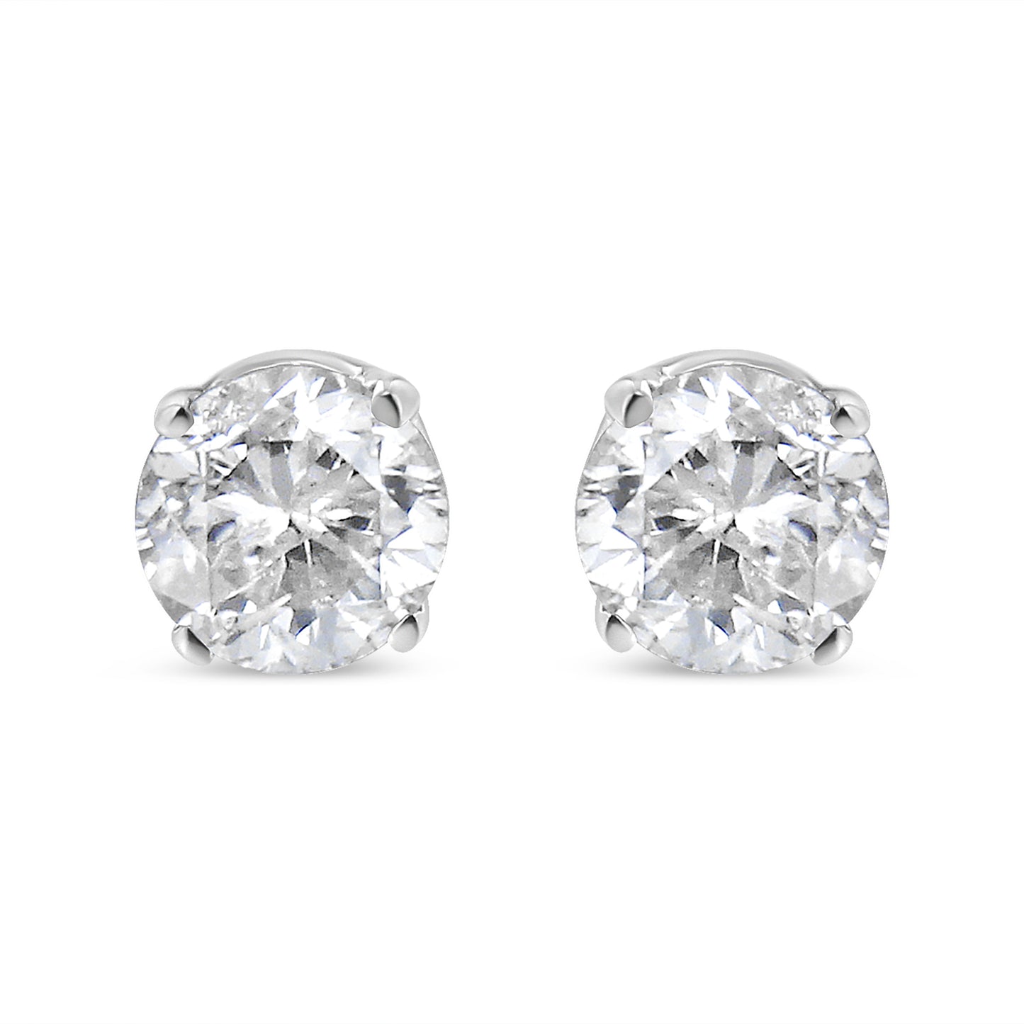 14K White Gold 5/8 Cttw Round Brilliant-Cut Lab Grown Diamond Classic 4-Prong Push Back Stud Earrings (F-G Color, Vs1-Vs2 Clarity)