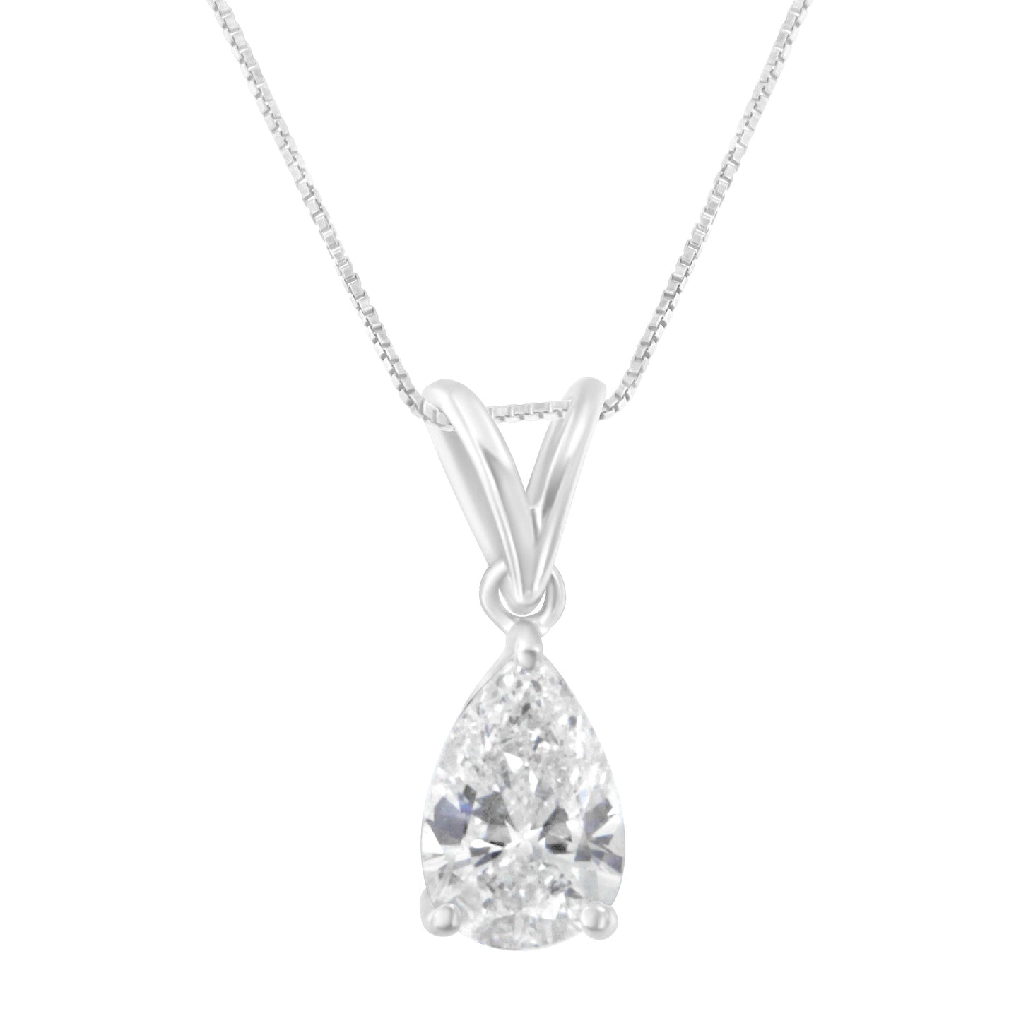 Igi Certified 10K White Gold 1/2 Cttw Diamond Pear Pendant Necklace (I-J, I1)