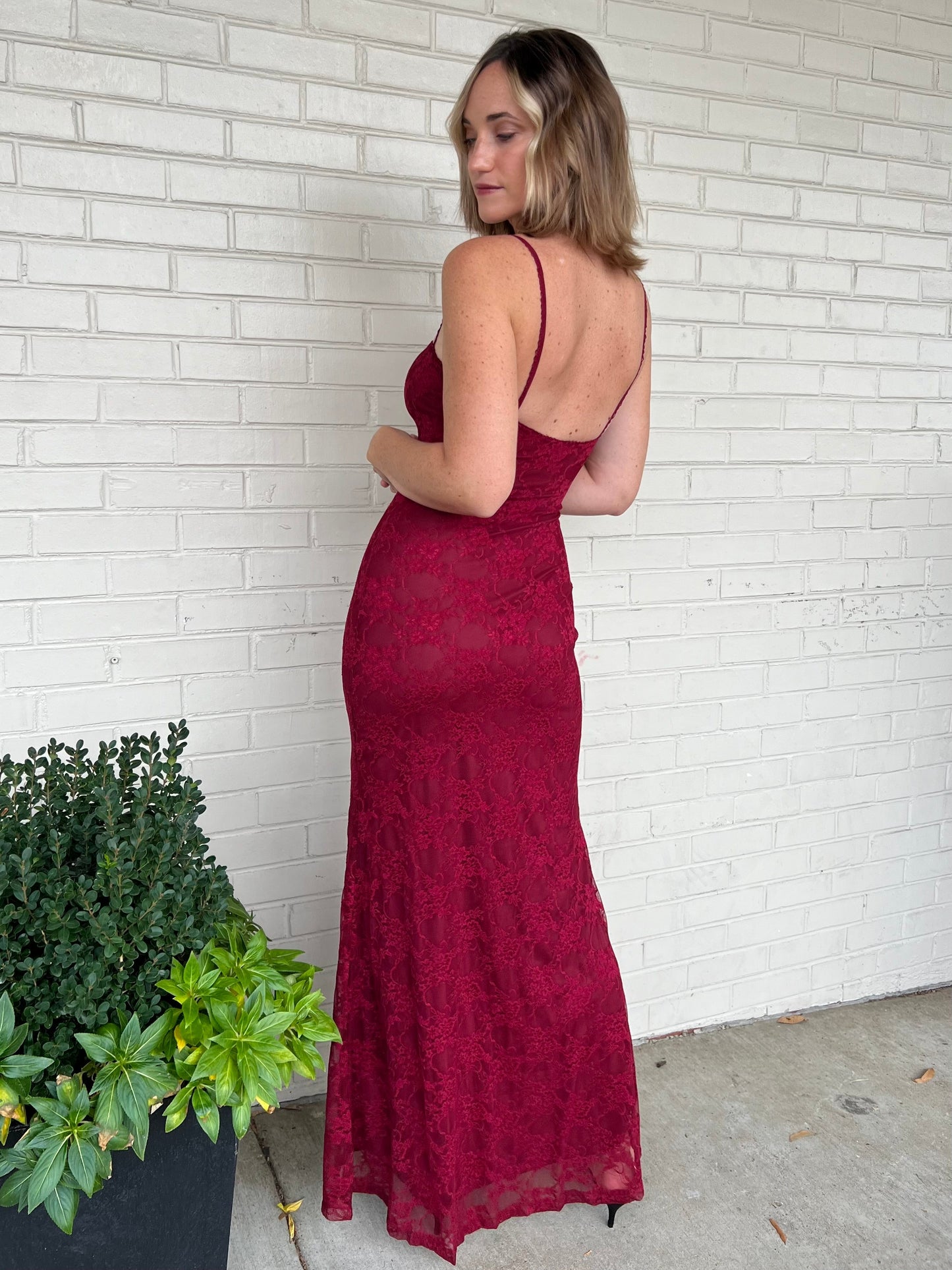 Vetiver Lace Slip Dress
