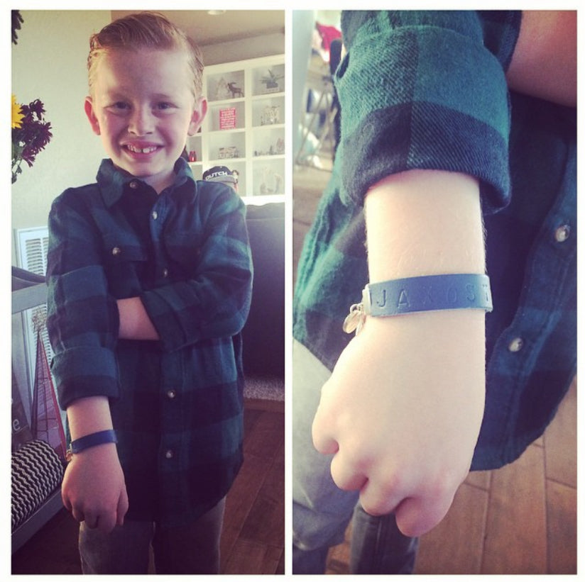 Navy Leather and Chain ID Toggle Bracelet