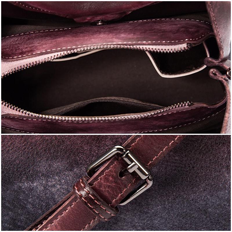 WAVE Grain Leather Shoulder Bag ~ Purple