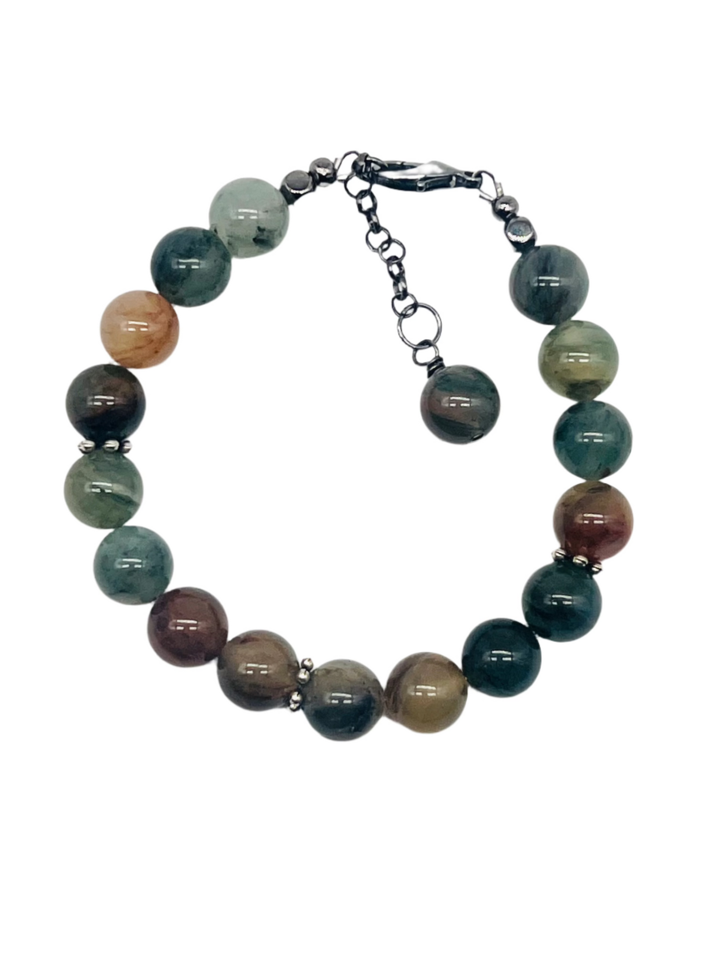 Green Agate Gunmetal Bracelet