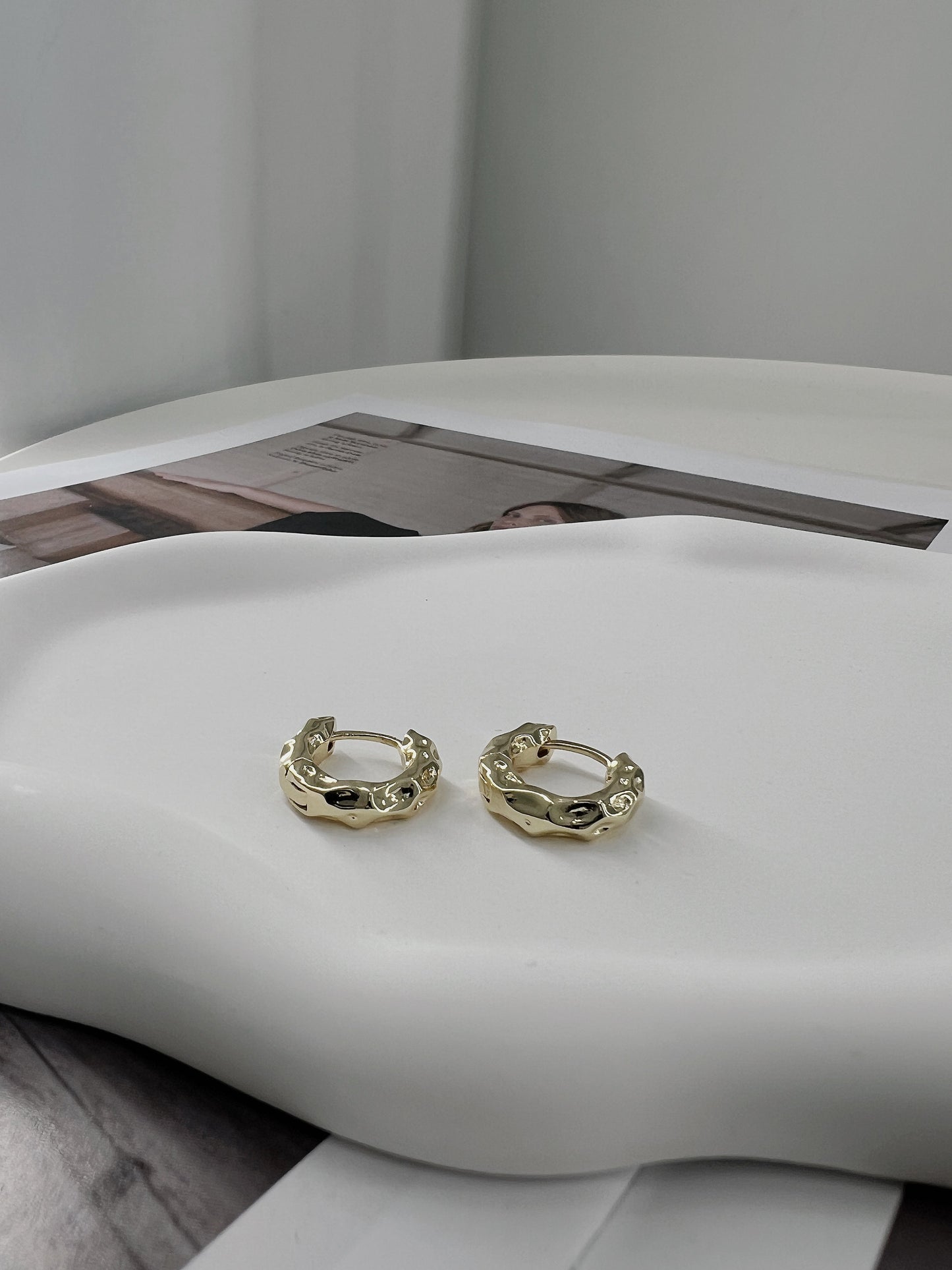 Gold Melted Look Mini Hoops