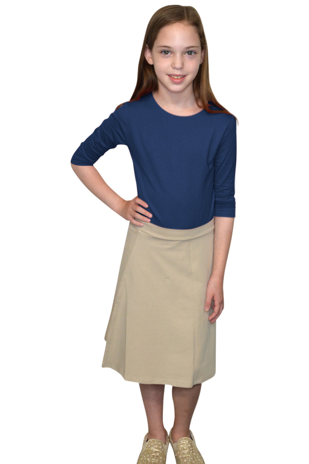 GIRLS A-line Cotton Lycra Knee Length Skirt #1913
