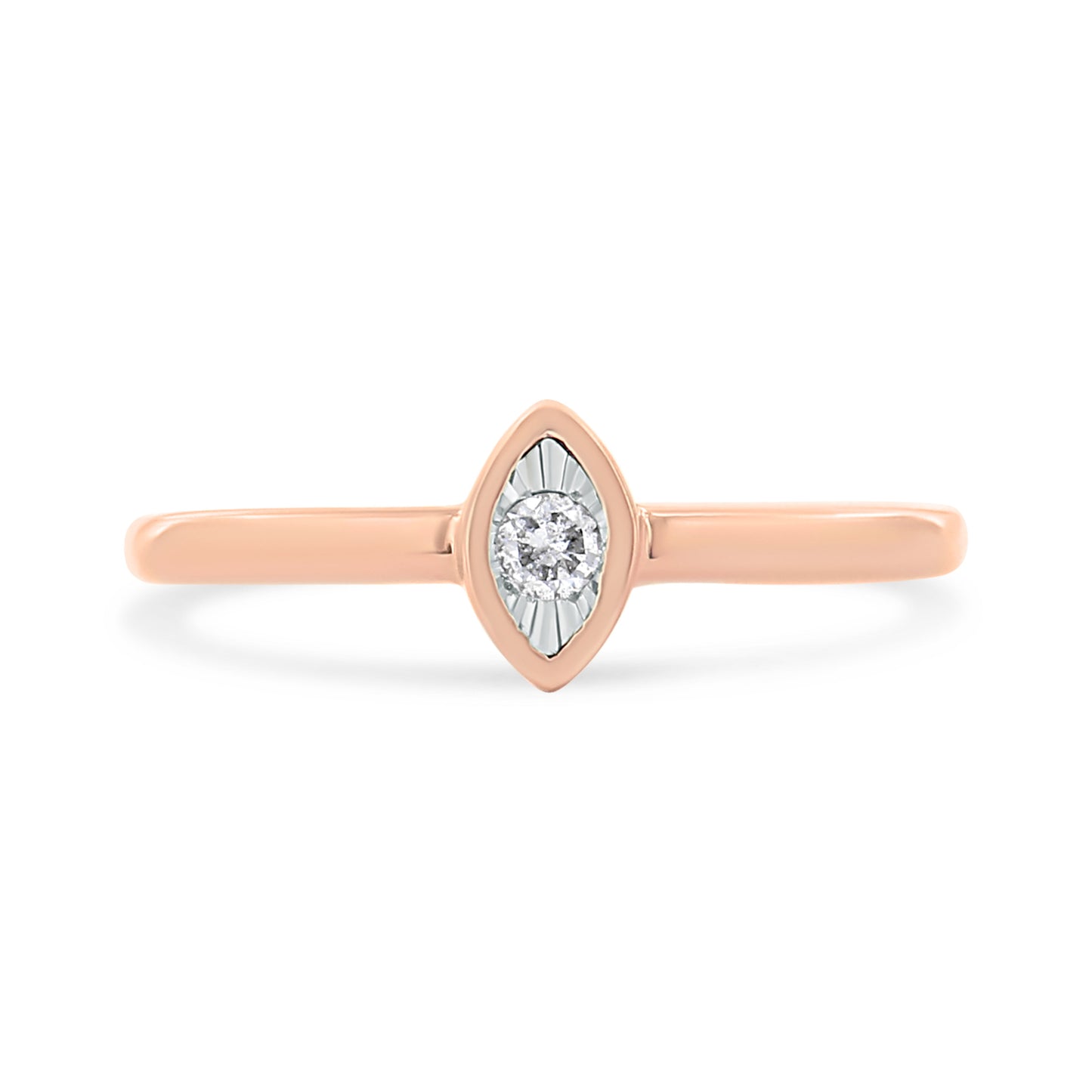 14K Rose Gold Plated .925 Sterling Silver Miracle Set Diamond Accent Pear Shape Promise Ring (J-K Color, I1-I2 Clarity) - Size 6