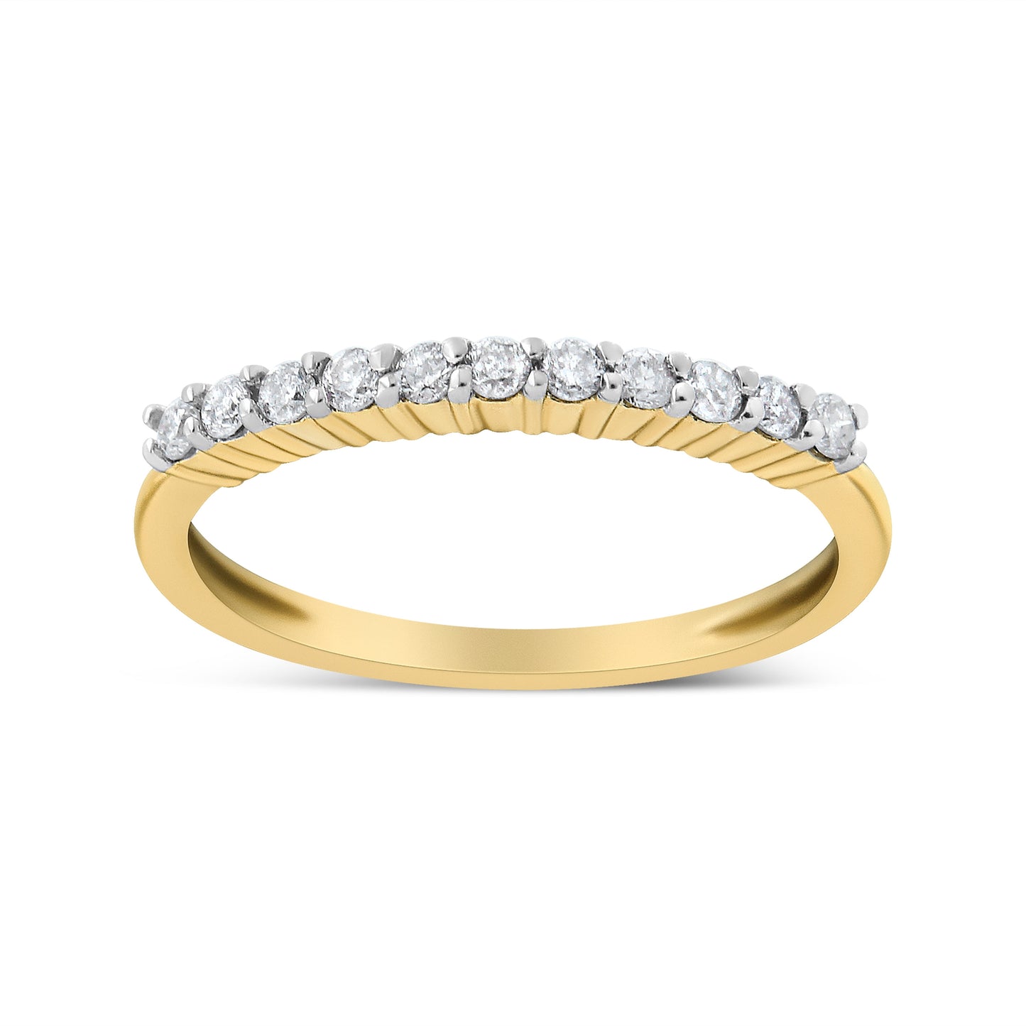 Igi Certified 1/4 Cttw Diamond 10K Yellow Gold Prong Set Fluted Band Style Ring (J-K Color, I2-I3 Clarity) - Size 6