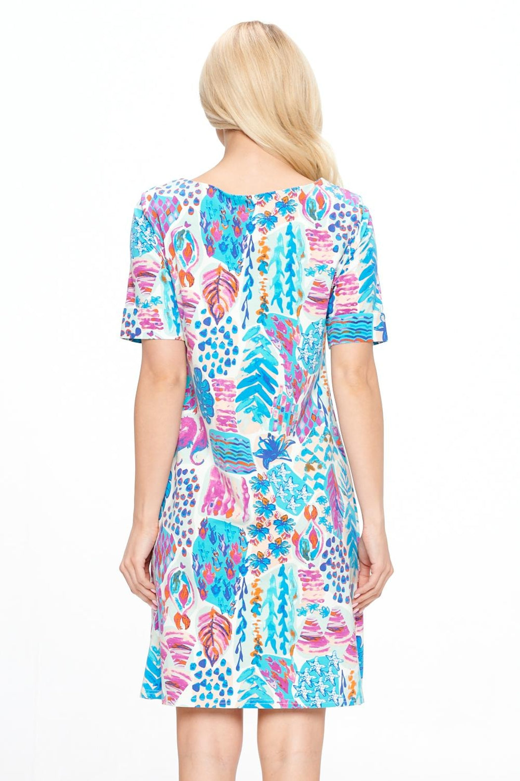 Elbow Sleeve Shift Dress