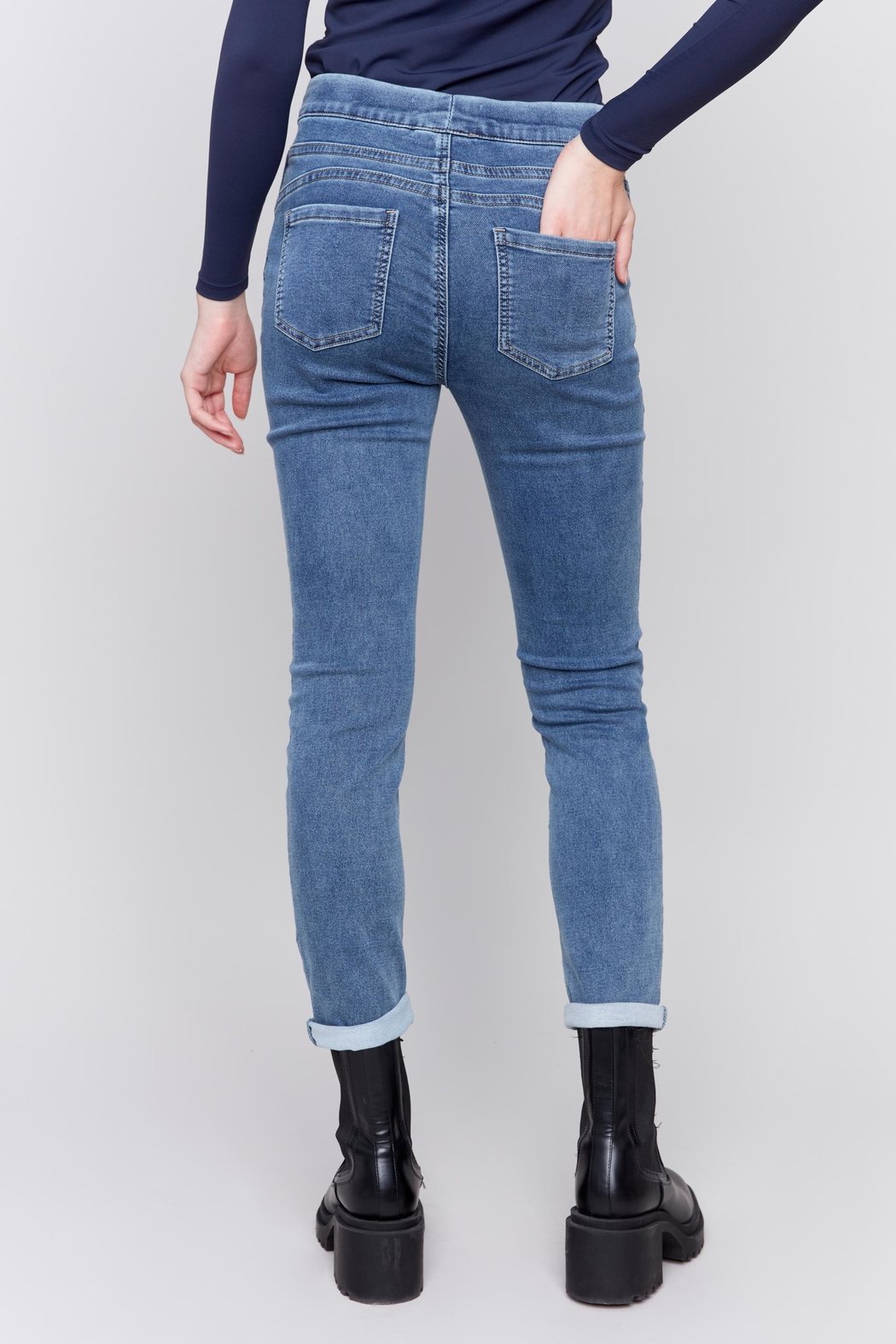 Embroidered Denim Jogger