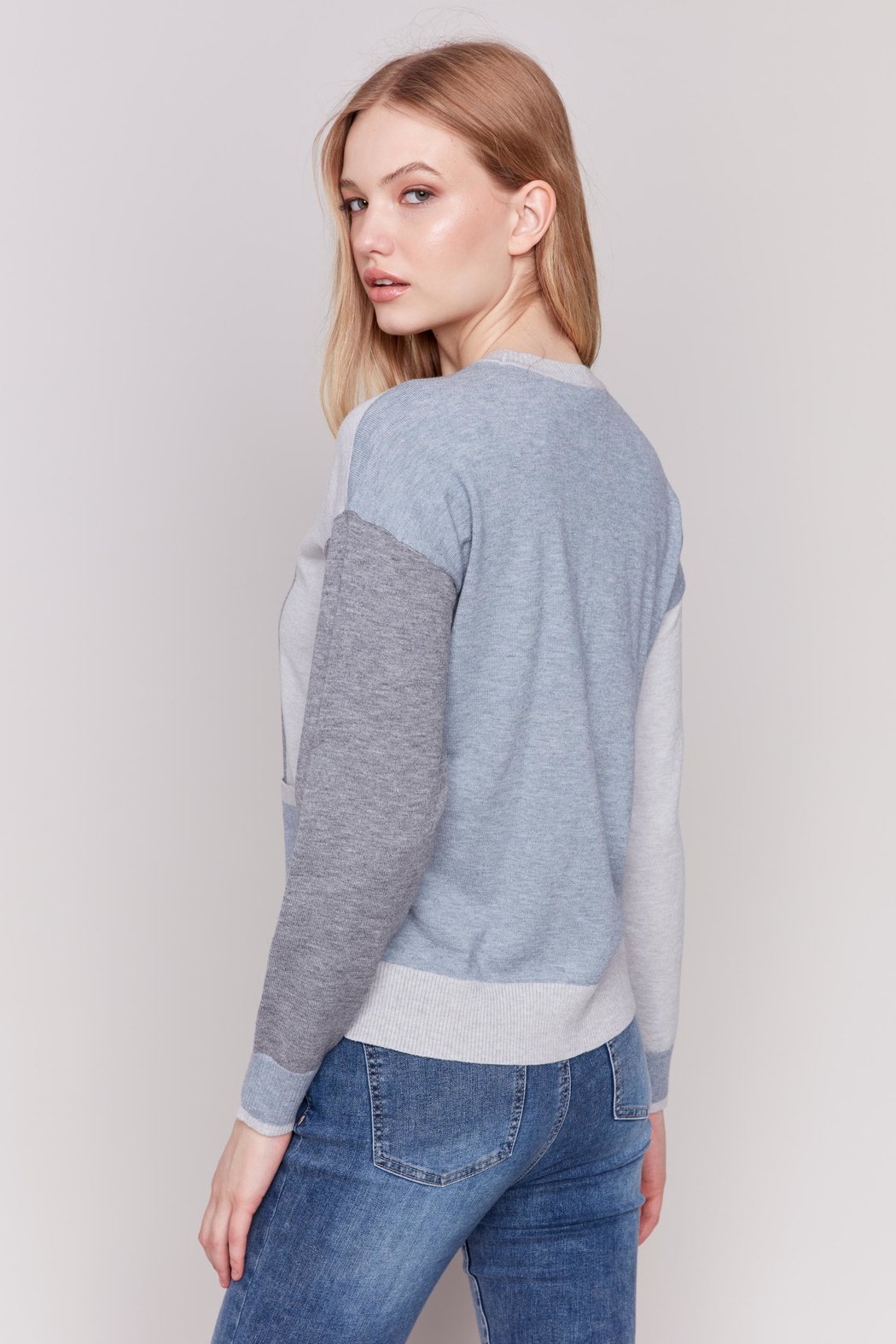 Grey Color Block Sweater