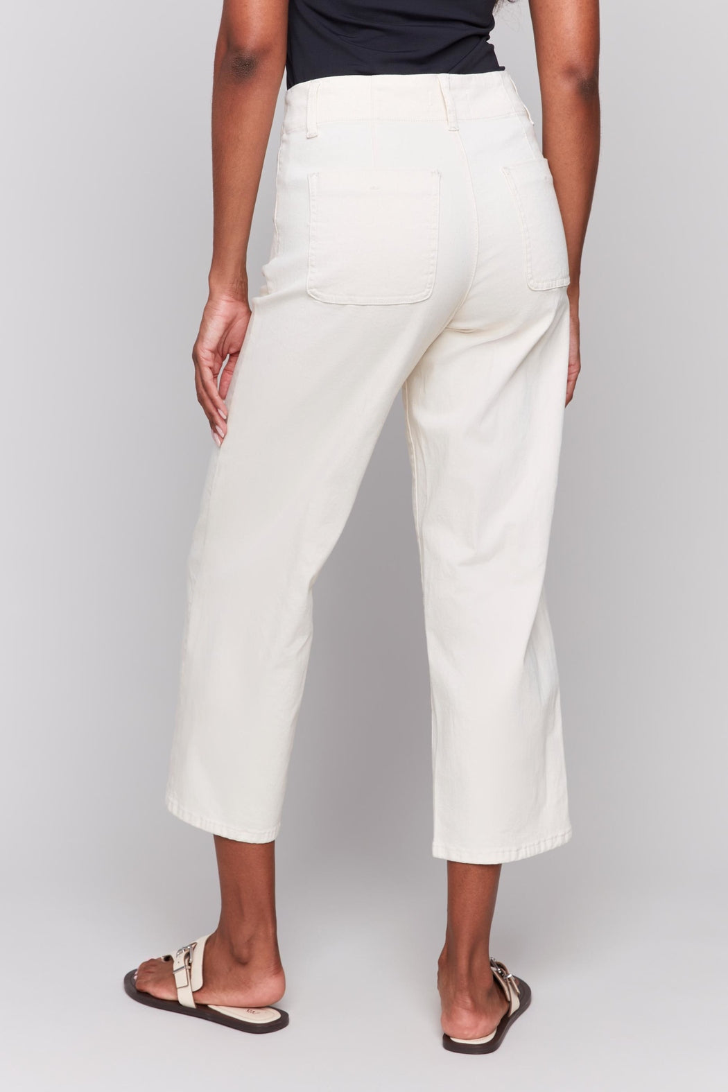 Natural Button Crop Pant