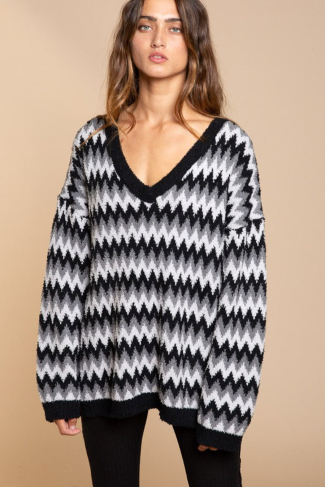 Chevron V Neck Sweater