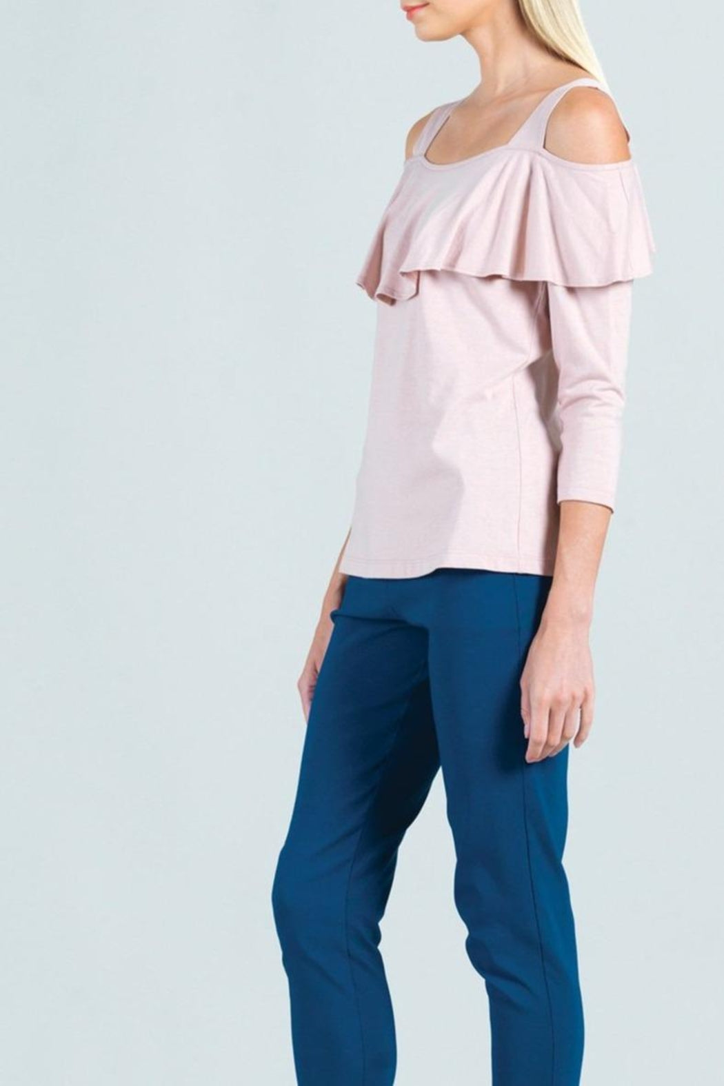 Cotton-Modal Open-Shoulder Ruffle-Top