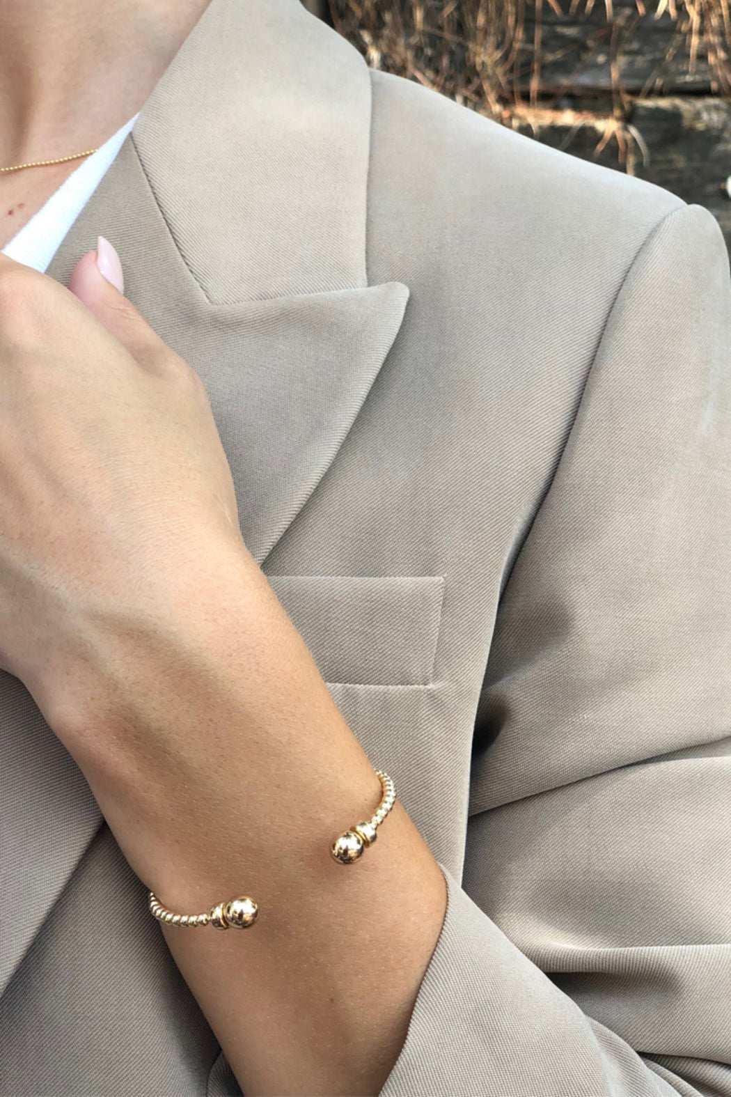 Classic Gold 3MM Bead Cuff Bracelet