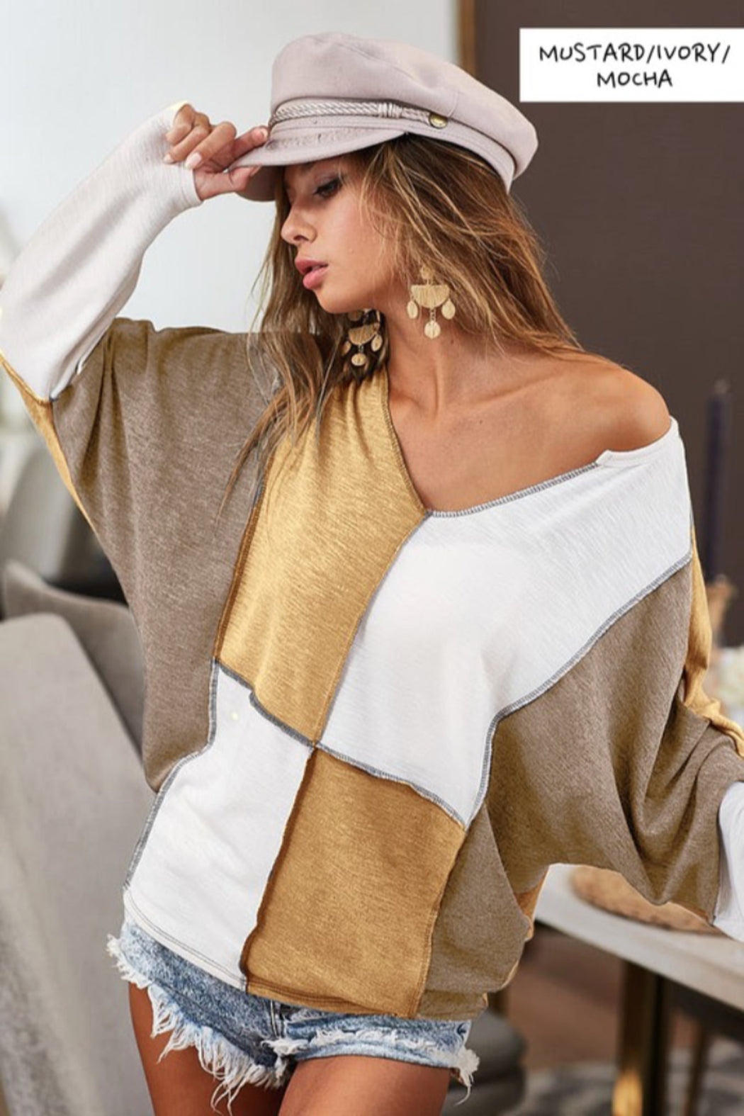 Color Block VNeck Top