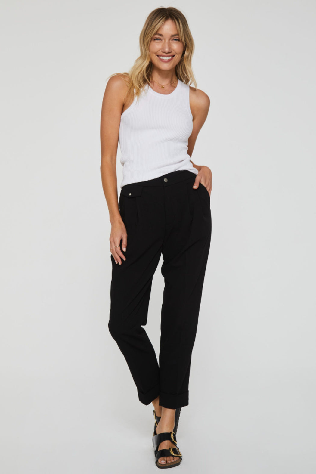 Cora High Neck Ribbed Tank