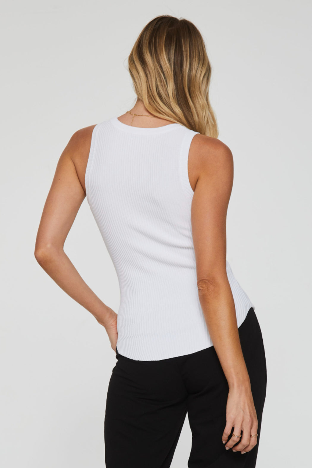 Cora High Neck Ribbed Tank