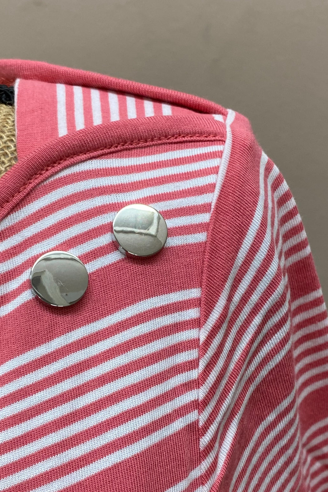 Coral and white top