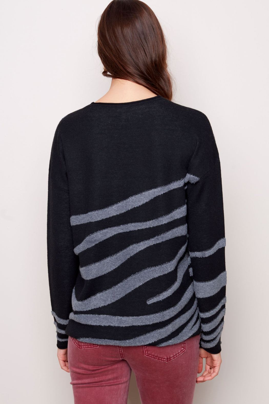 Crew Neck Zebra Sweater
