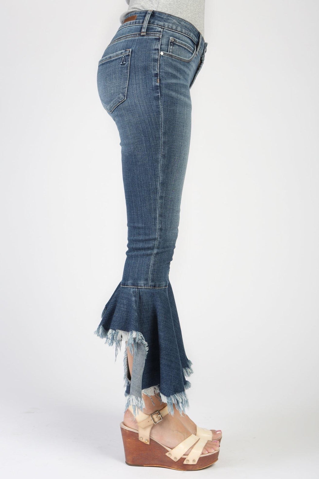 Distressed Crop Flare Jeans