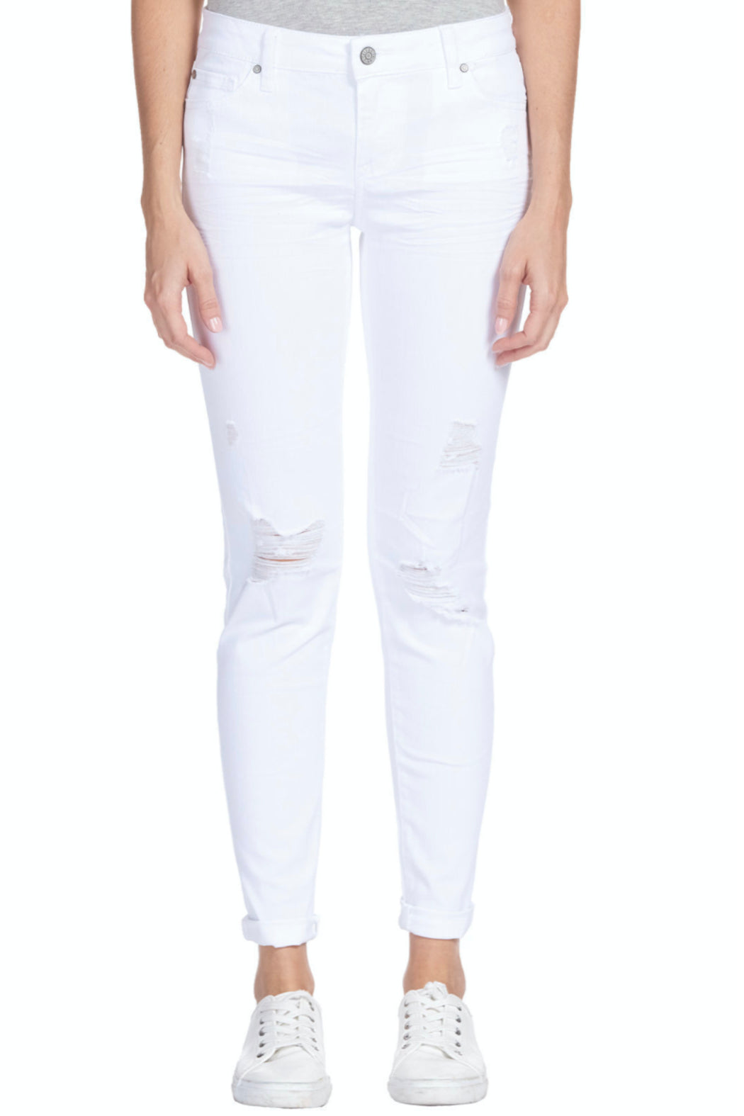 Distressed Skinny Jeans w/ Distressed Cuffs