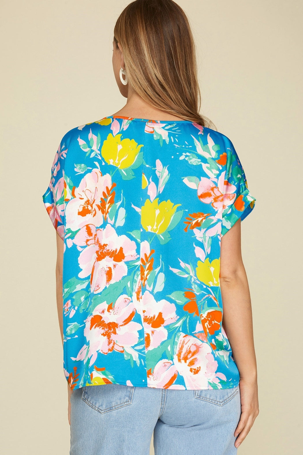 Drop-Shoulder Satin Top