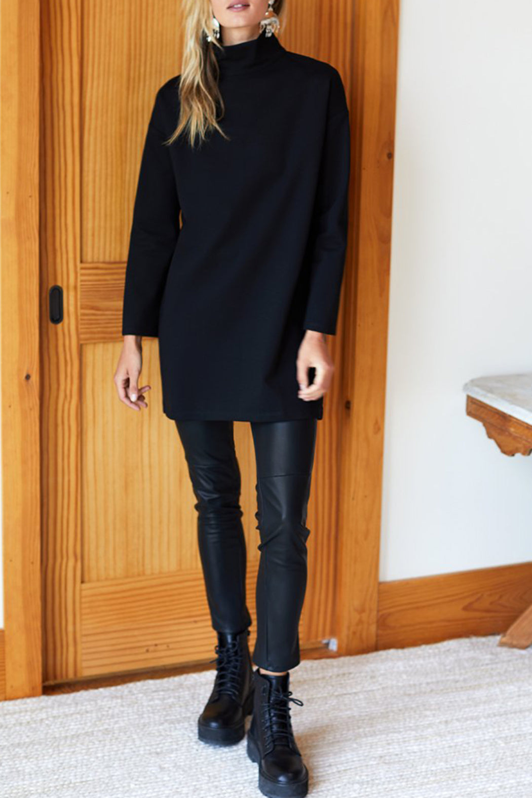Edie Ponte Turtleneck Dress