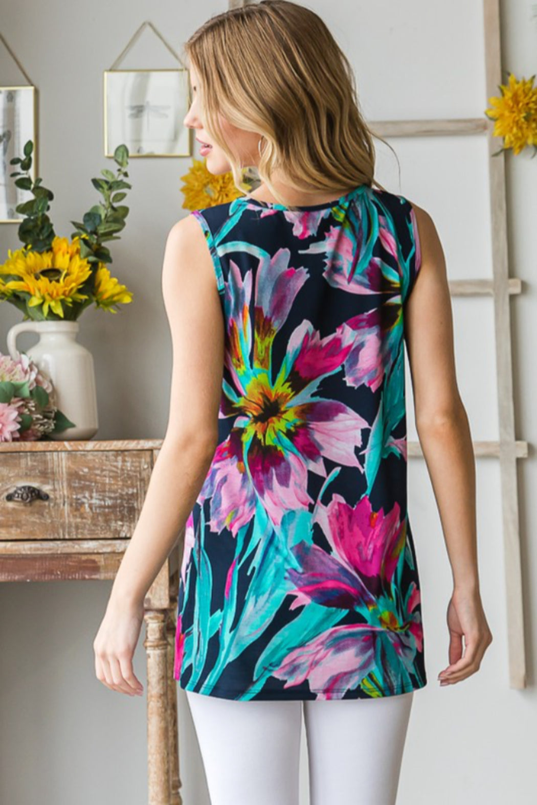 Floral Sleeveless Shirt