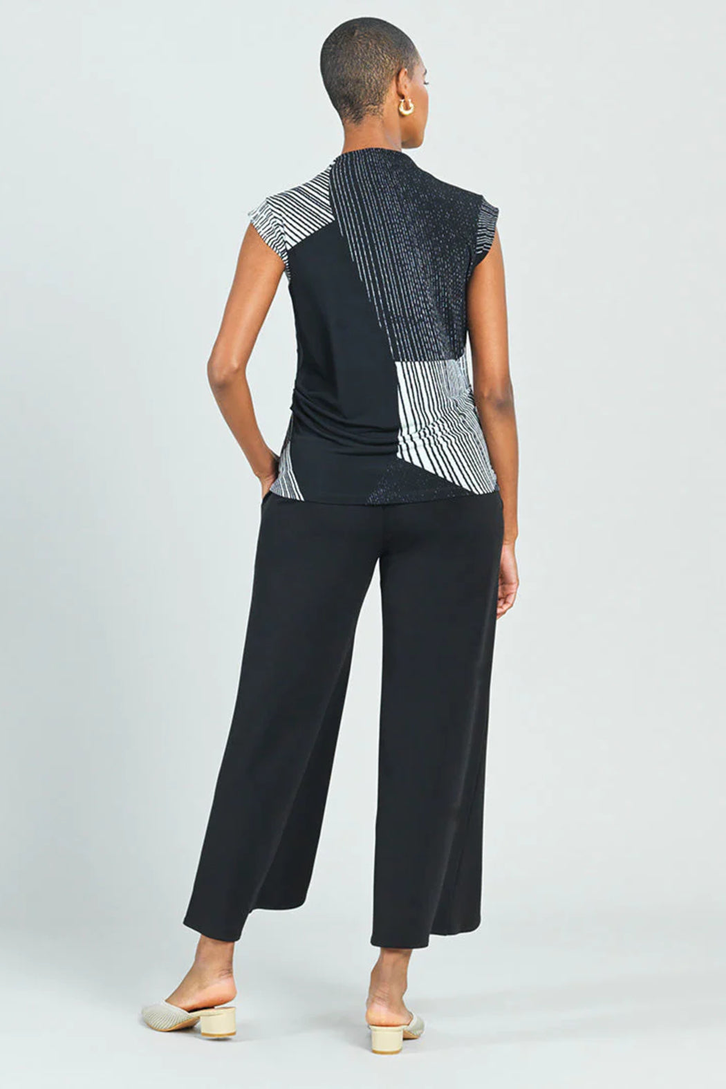 Geo-Print Cap-Sleeve Top