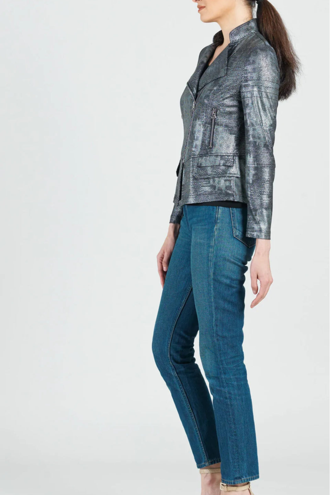 Gunmetal Shimmer Biker Jacket
