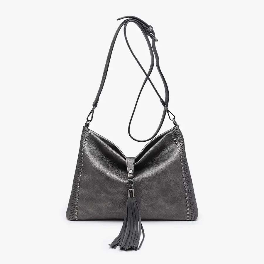 Jen & Co Gunmetal Marie Crossbody with Grommet Details