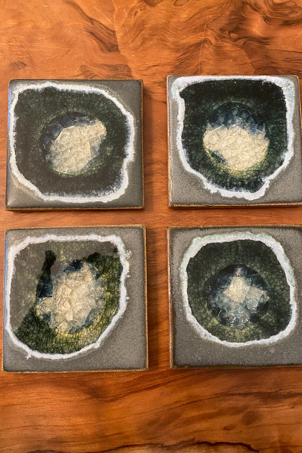 Handmade Pottery with Fused Glass Coasters