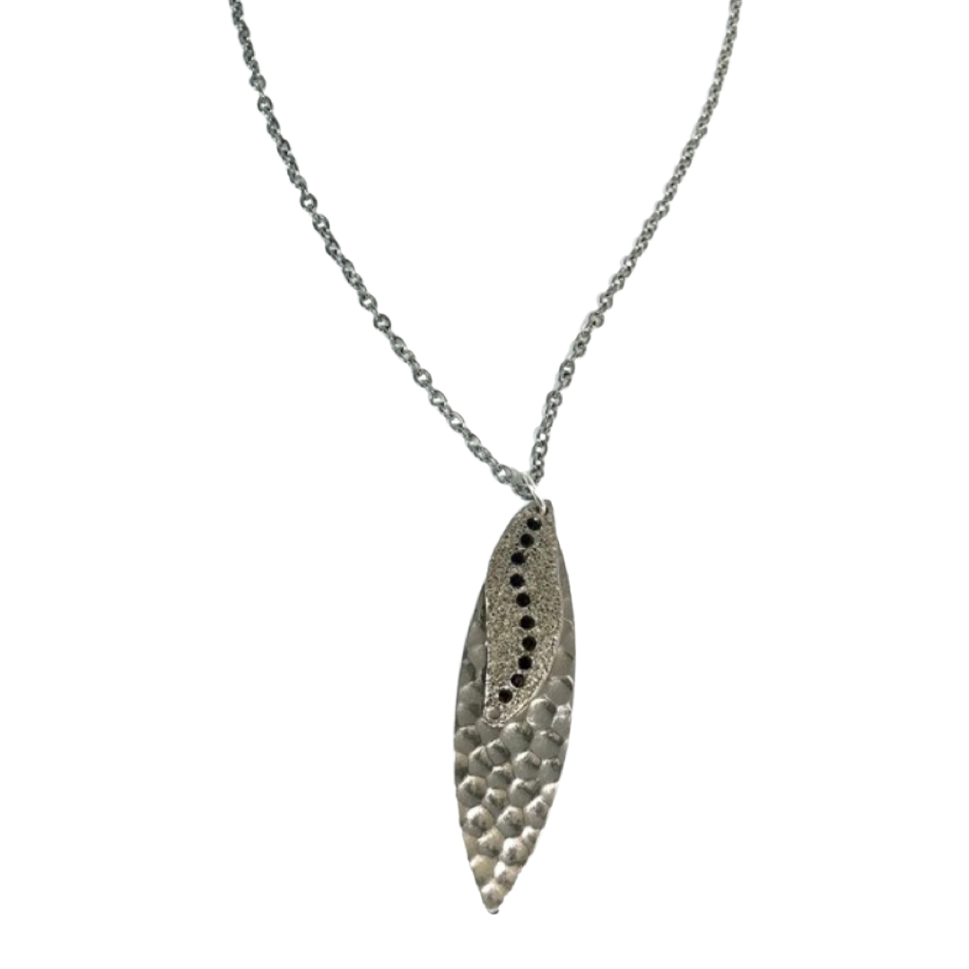 Gold Navette Sun Rays Silver Necklace