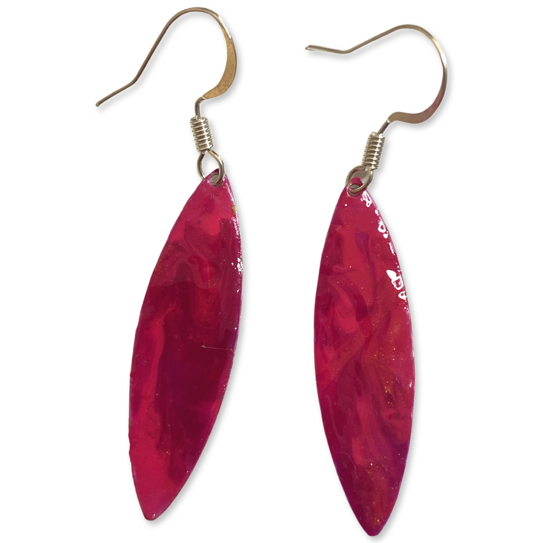 Pink Marble Mini Navette Lures of Love Earrings
