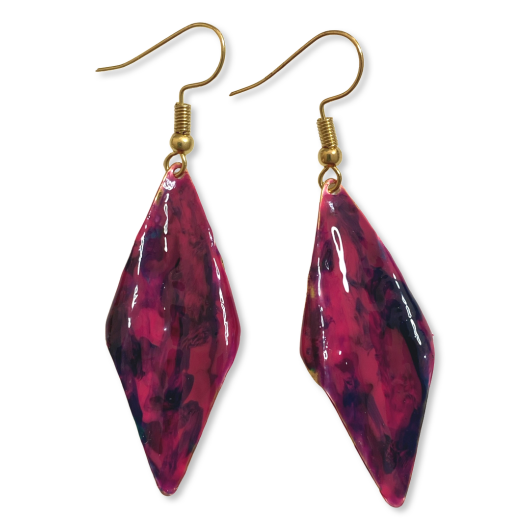 Purple Marble Wavy Lures of Love Earrings