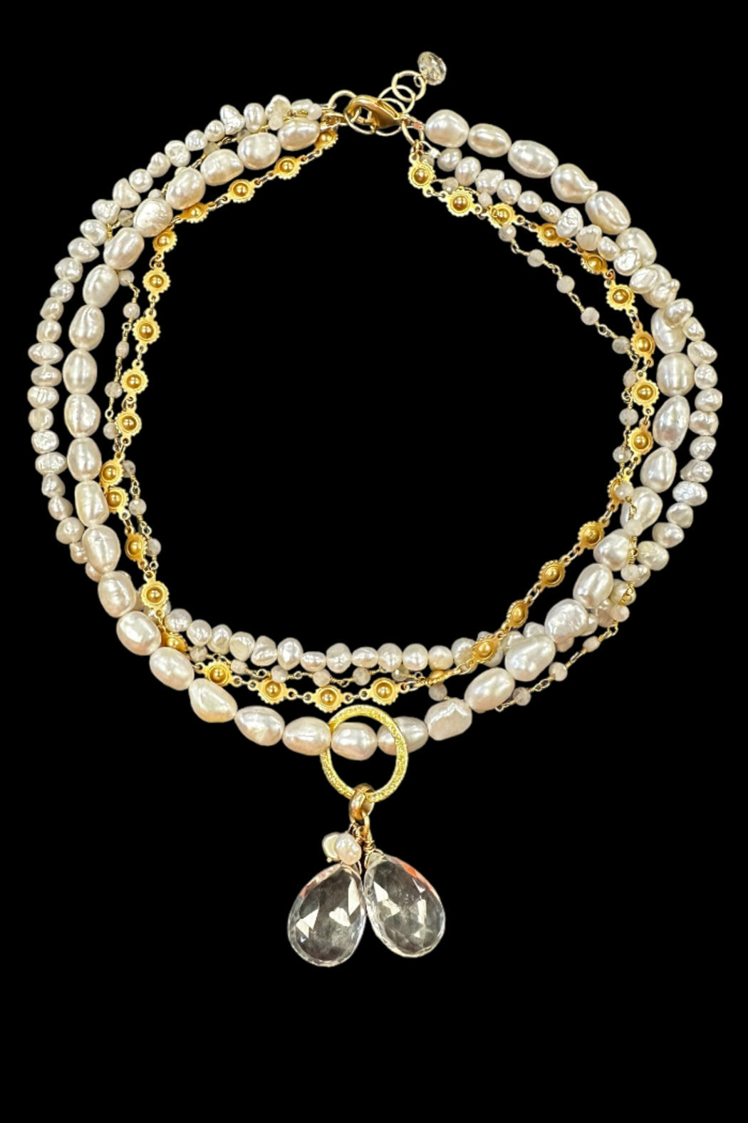 Ivory Tea Pearl with Citrine Crystal Drop