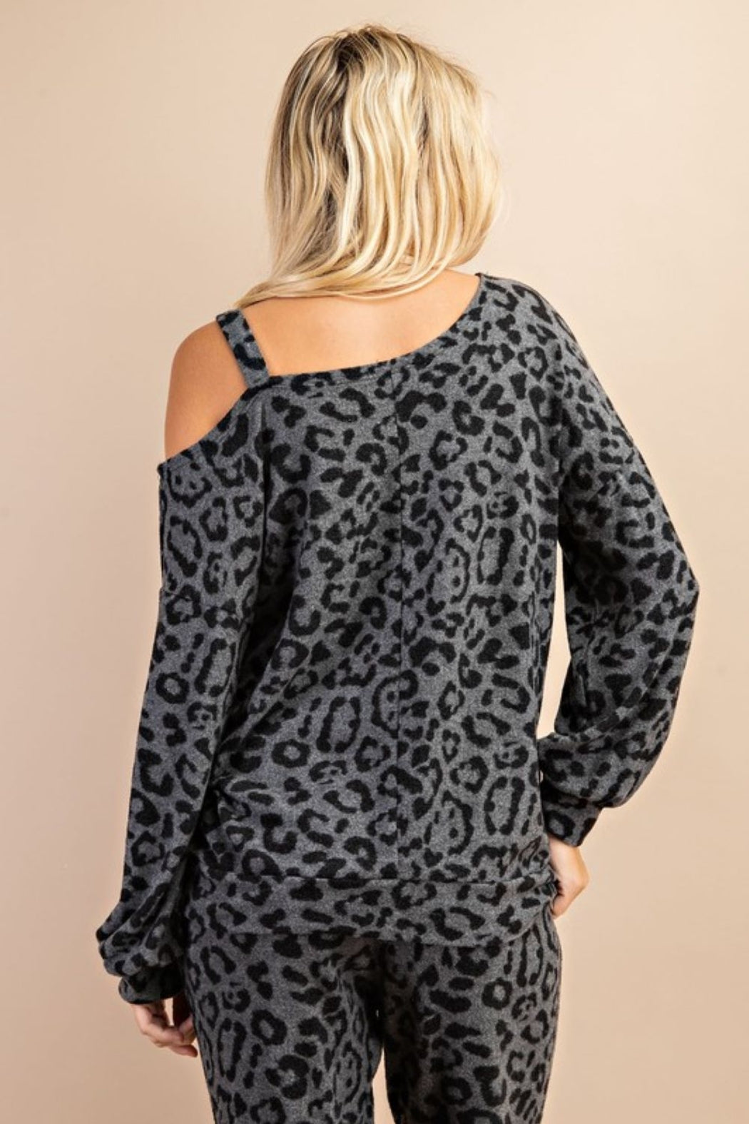 Knit Leopard One Cold Shoulder Top