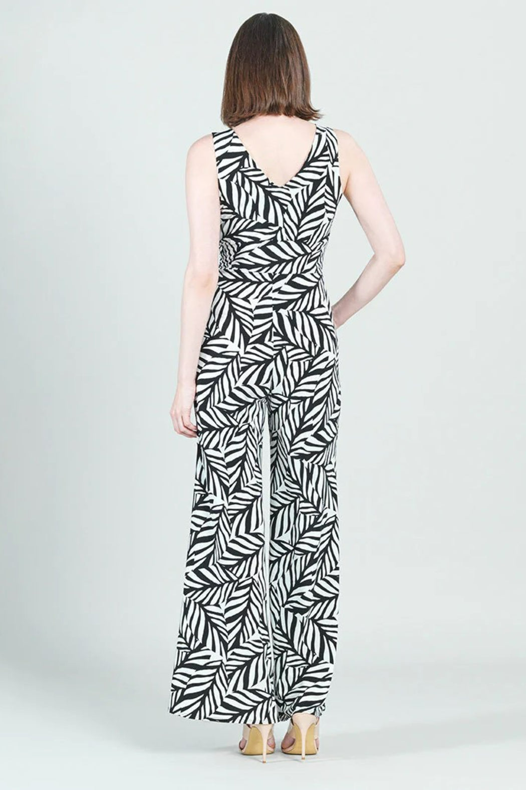 Leaf-Print V-neck Jumpsuit