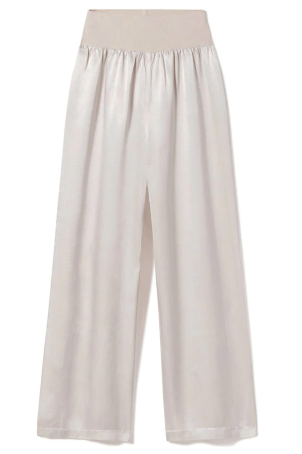 LOLA FOLDOVER KNIT WAISTBAND SATIN PANT