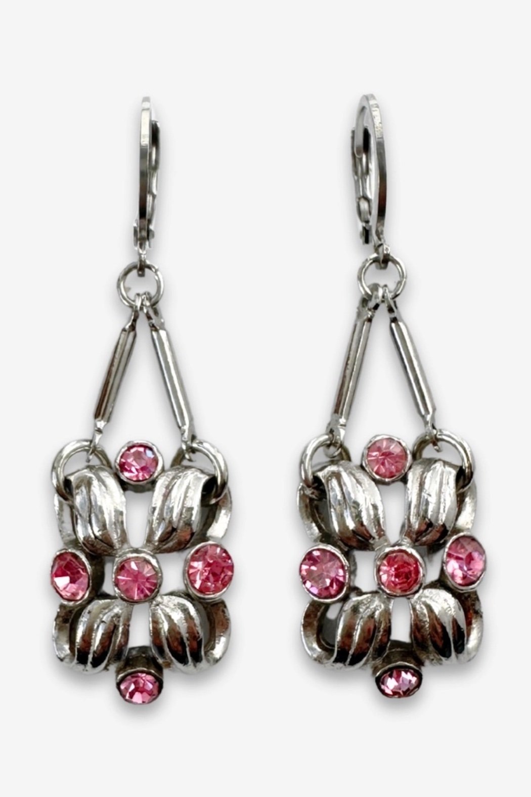 Vintage Pink Rhinestone Earrings