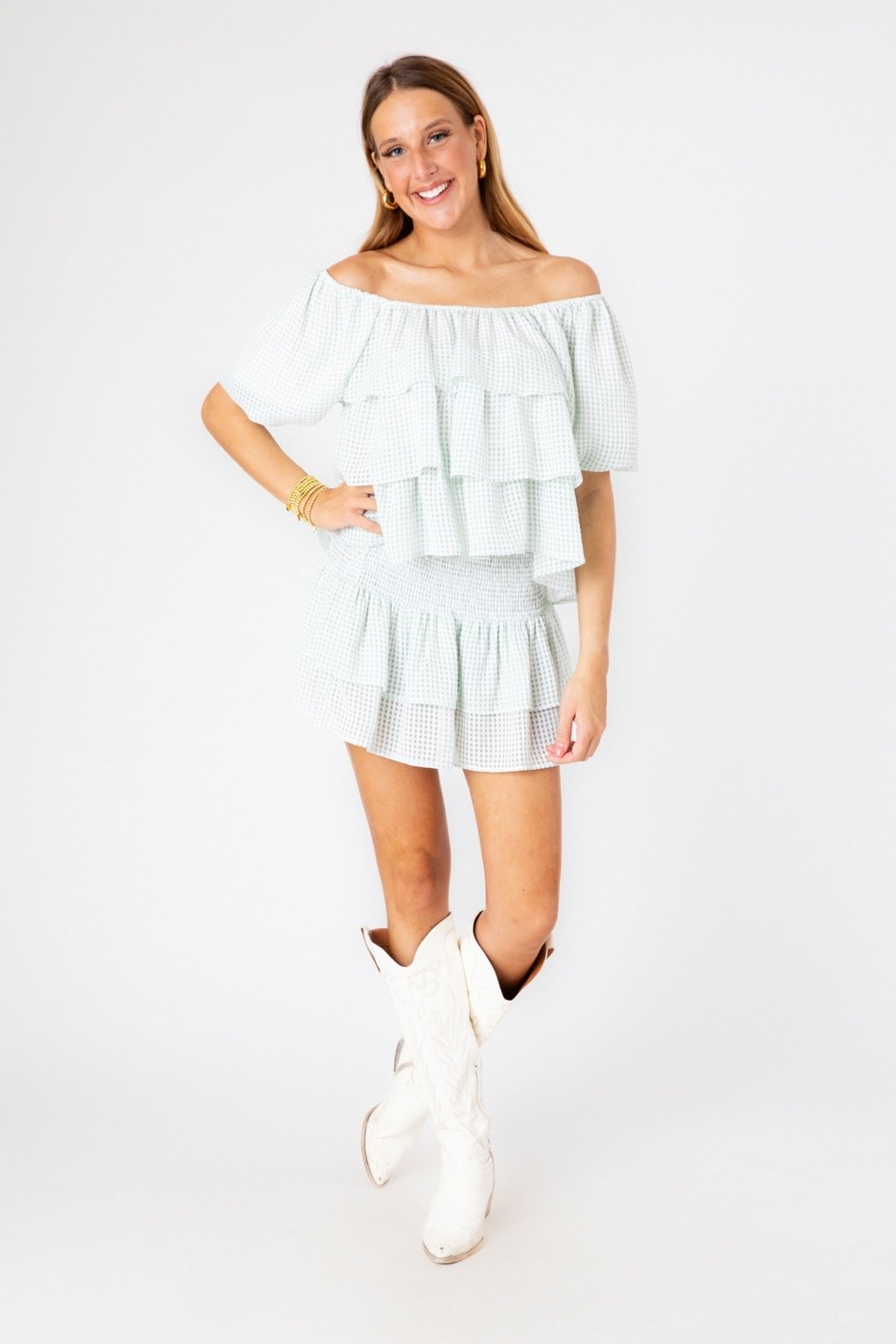 Mint Check Demi Skirt