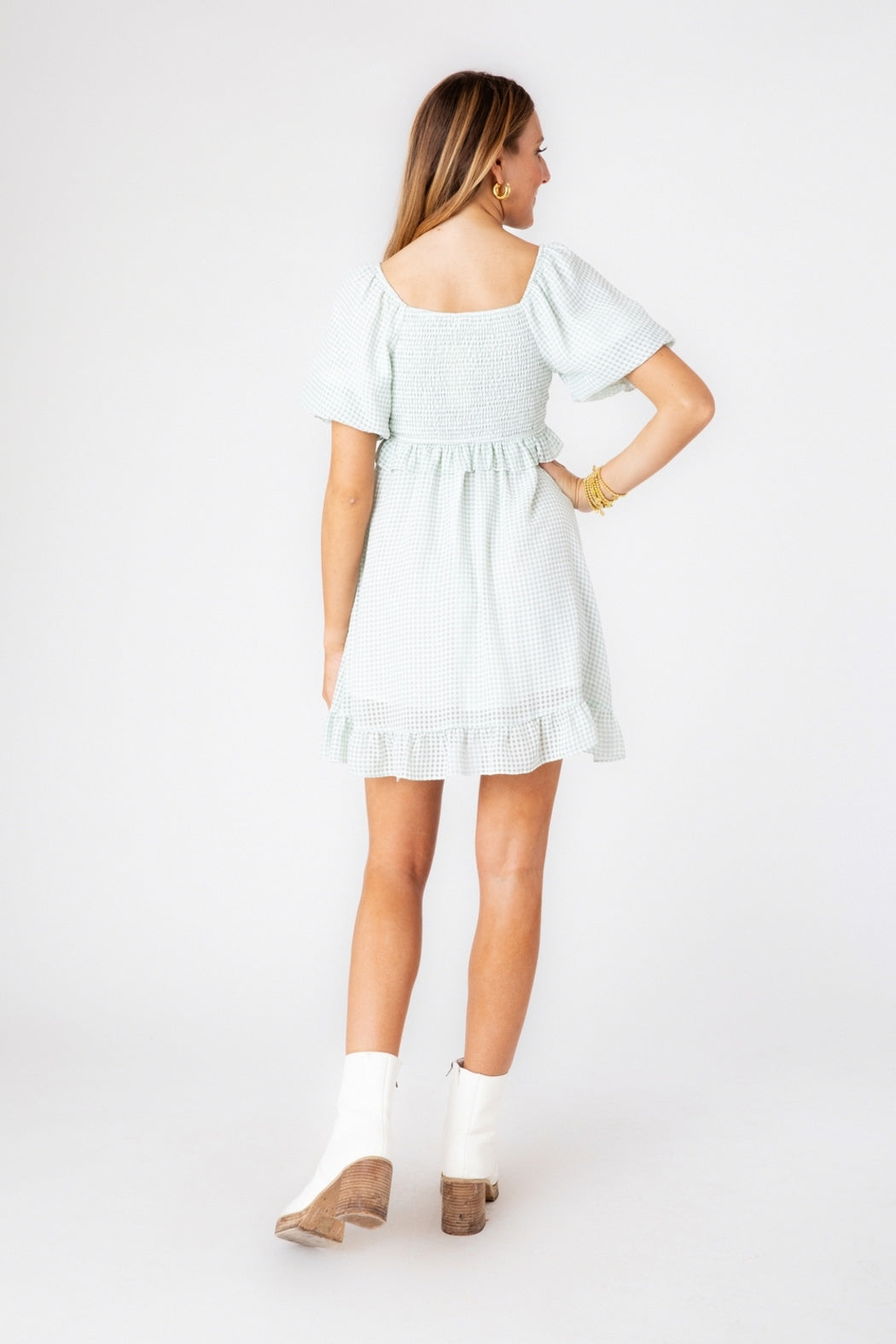 Mint Check Garden Dress