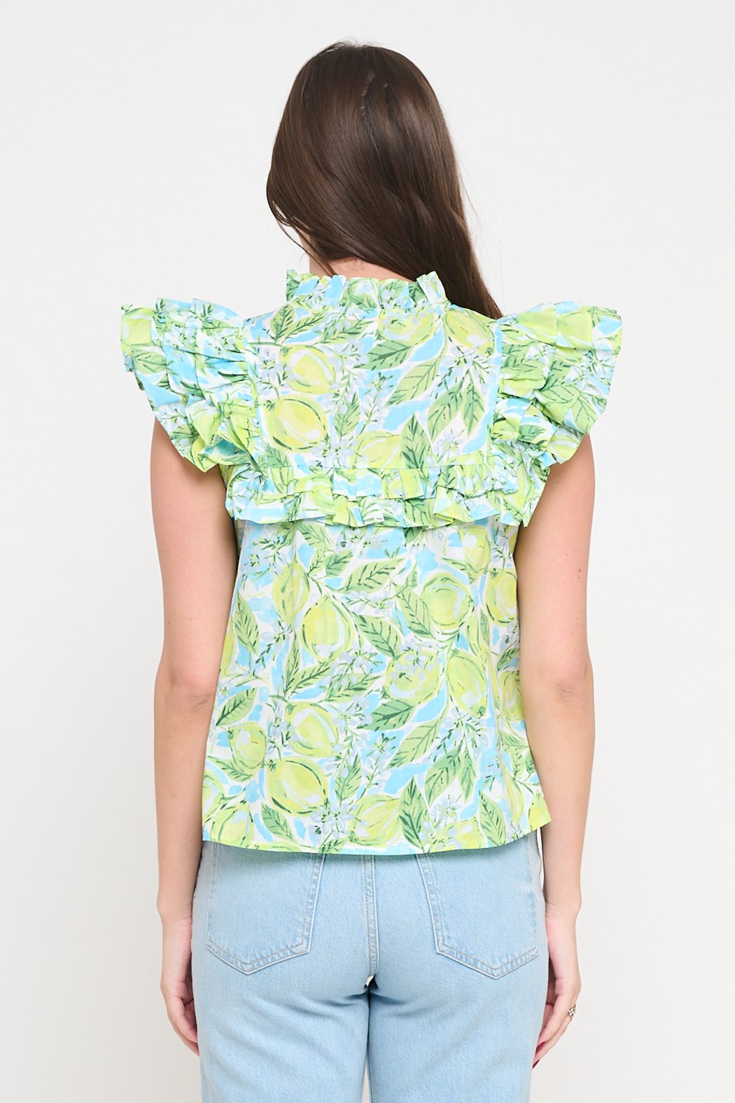 Ruffled Tie-Neck Blouse