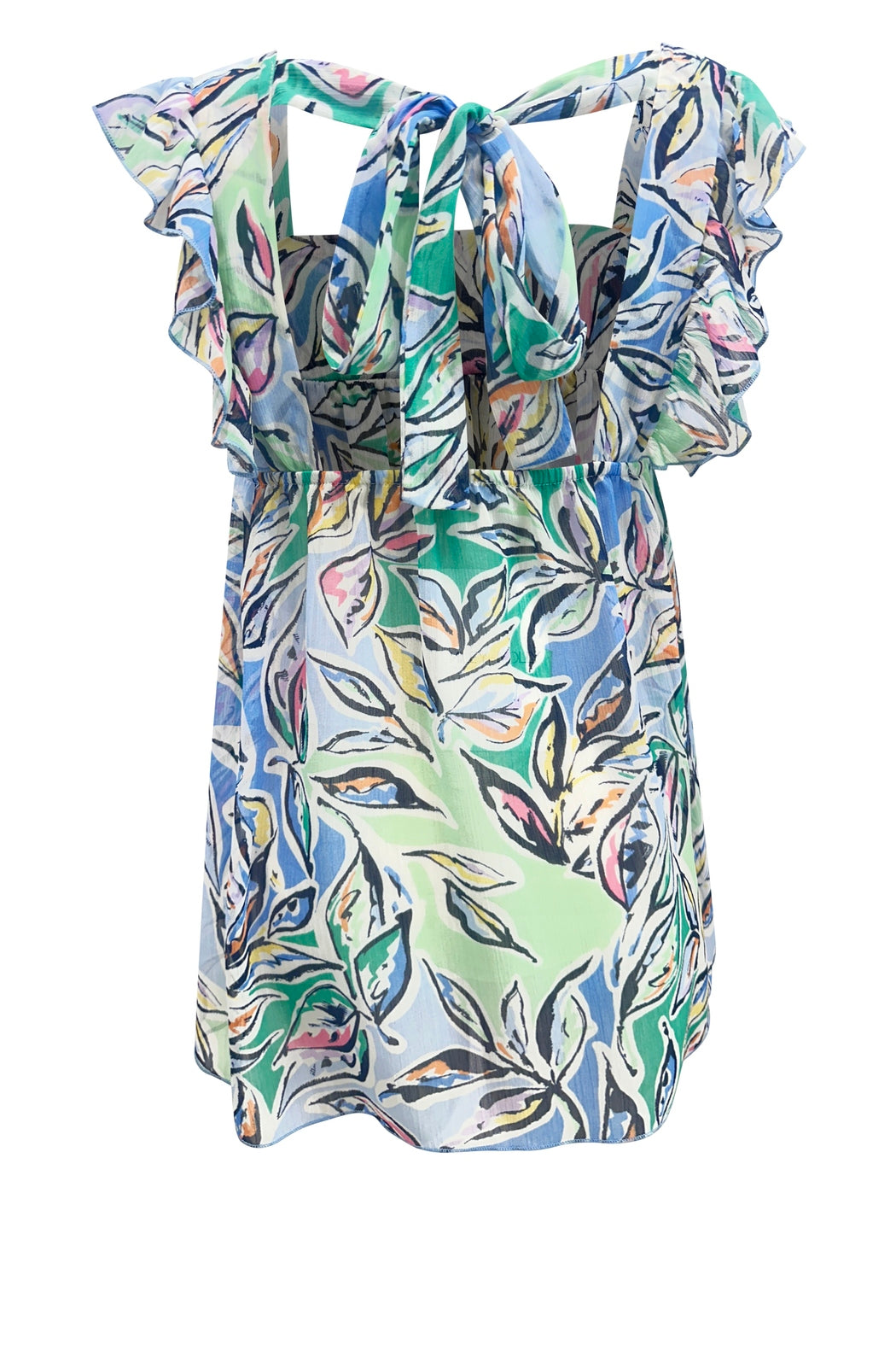 Flutter Short Sleeve Tie Back Top Floral Print