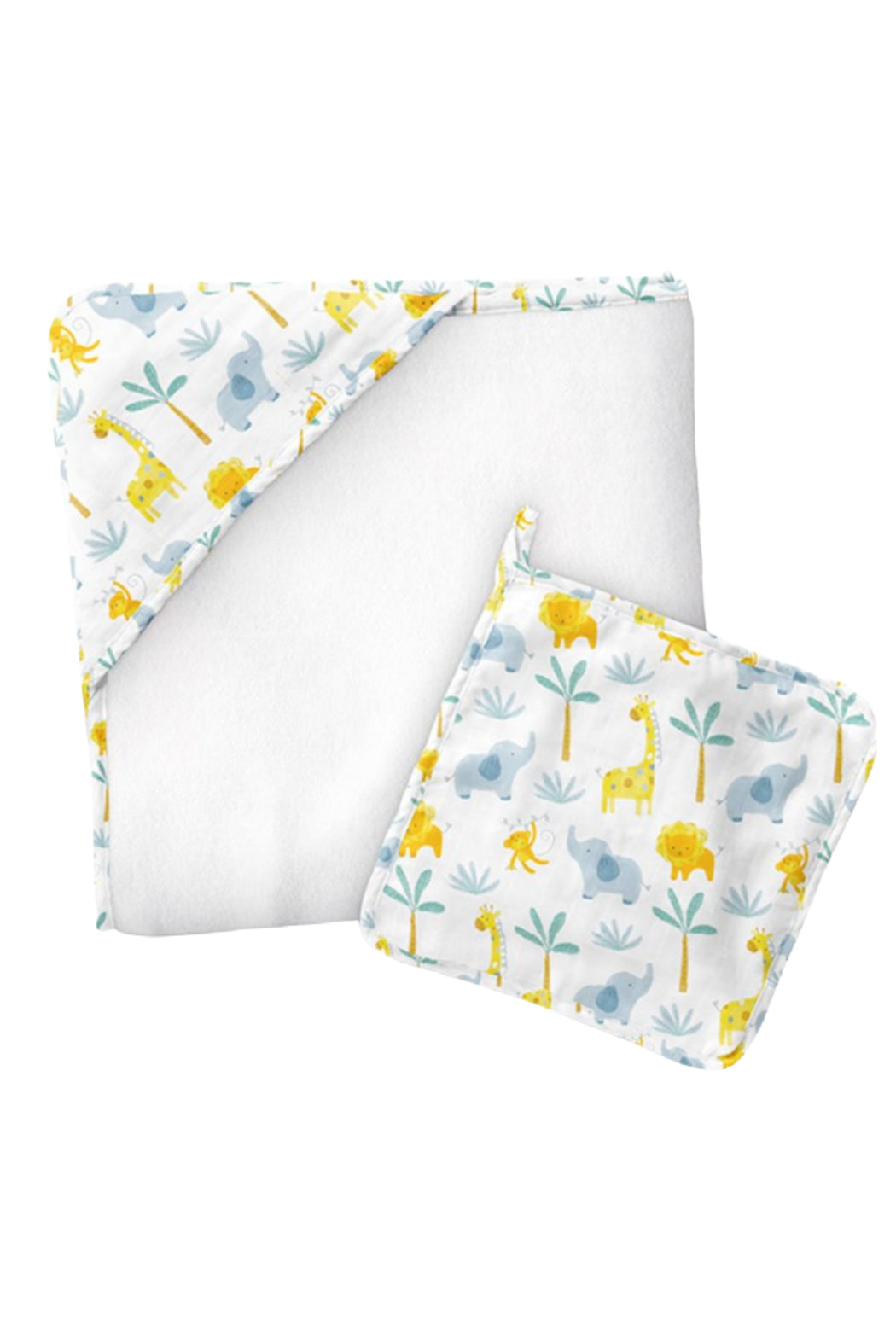 MUSLIN HOODED TOWEL W/WASHCLOTH