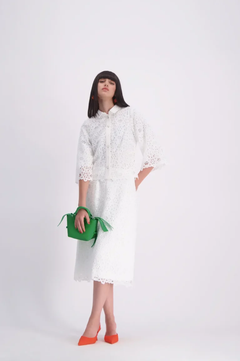 Embroidered Rhinestone Button 2pc Outfit