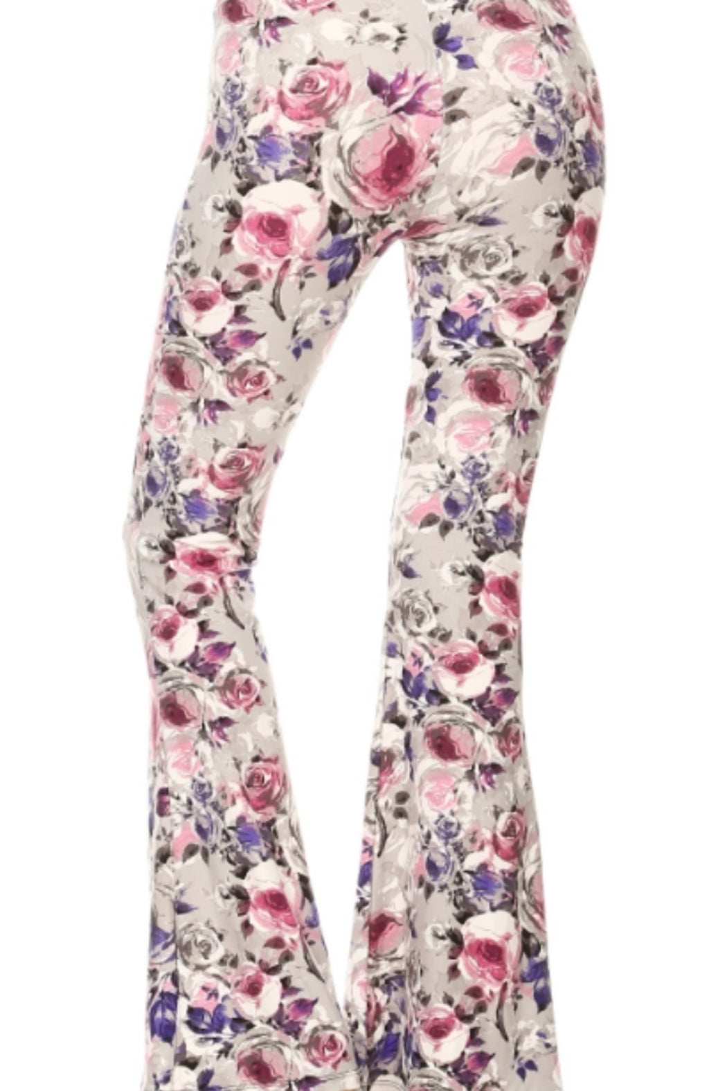 Palazzo Pant - Rose Print on Grey