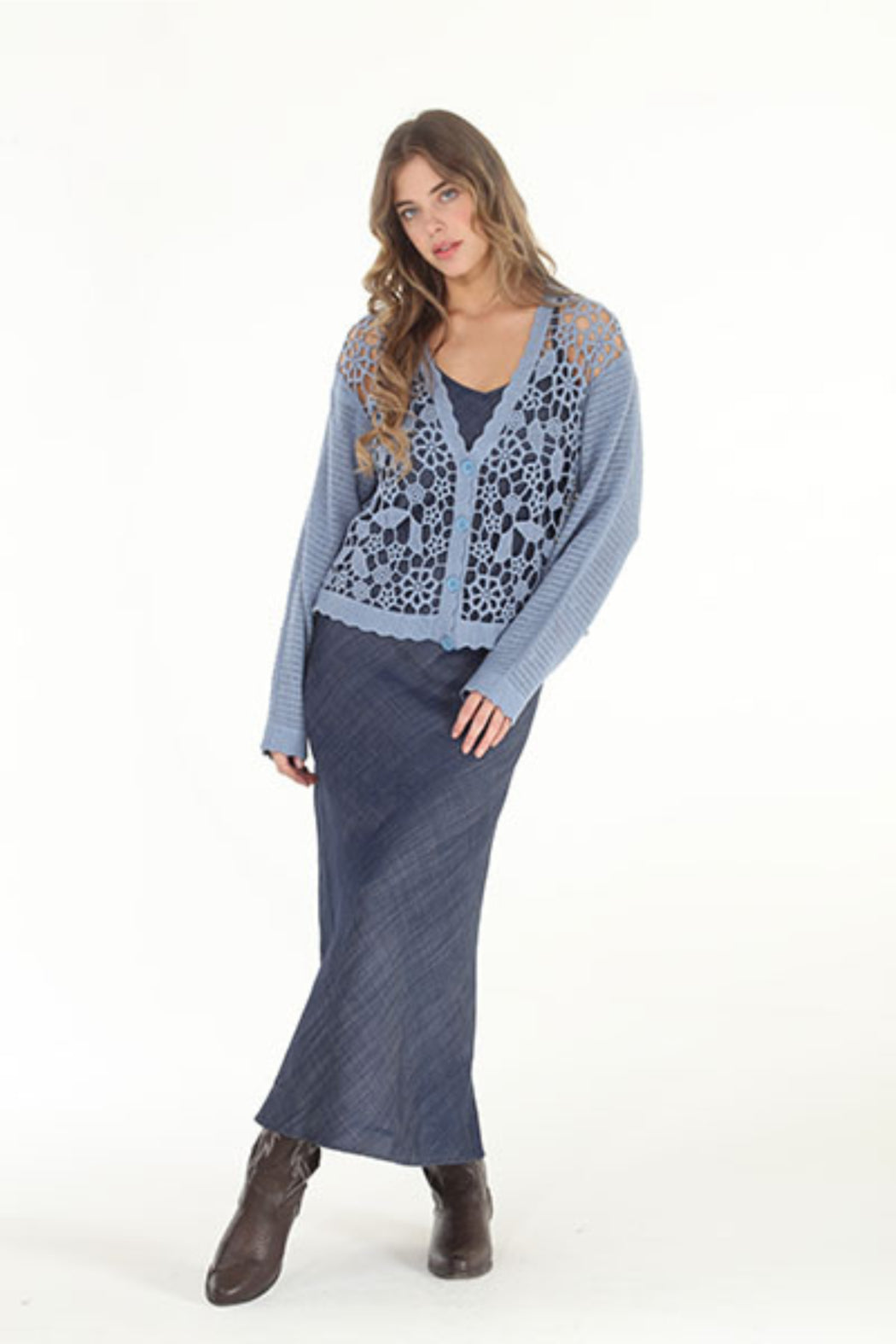 Petrol Crochet Cardigan