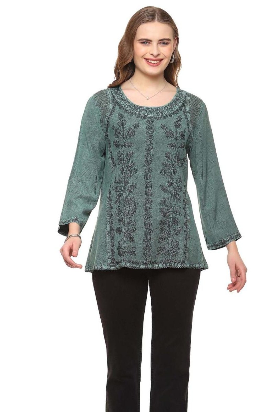Jade Embroidered Top