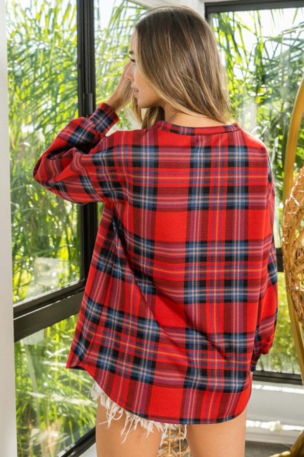 Plaid Check Knit Pullover